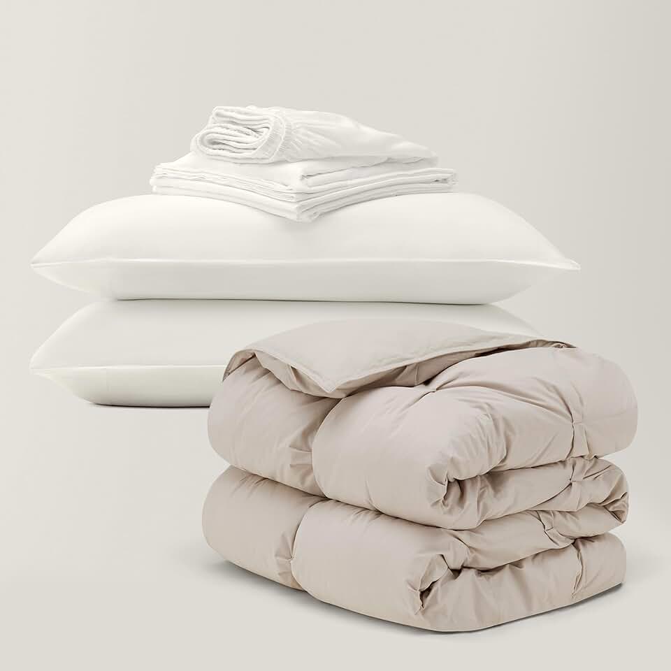 Double Stitch by Bedsure Cotton Tencel Sheet Set and Cotton Comforter Bundle, King, 1 Cotton Tencel Sheet Set, 78