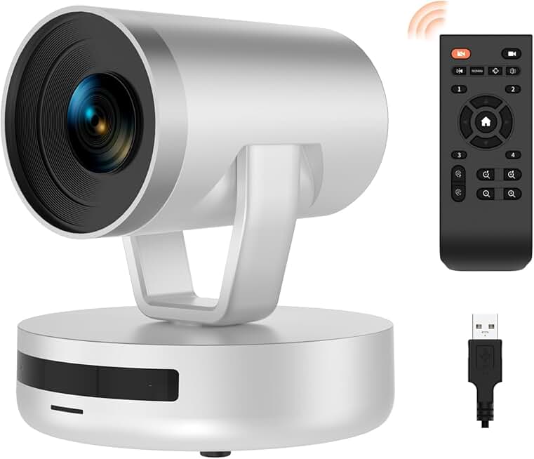 NUROUM V403 PTZ Camera, 5X Optical Room Video Conference Webcam, AI Noise Cancelling Microphones, 350° Pan&60° Tilt, 4 Preset Positions, 122° FOV, 1080P for Zoom/Teams/Google Meet