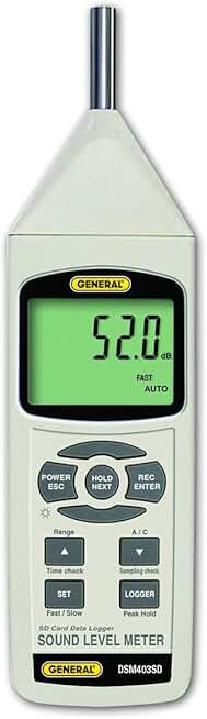 General Tools DSM403SD Sound Level Meter with Data Logging SD Card, Class 1 Sound
