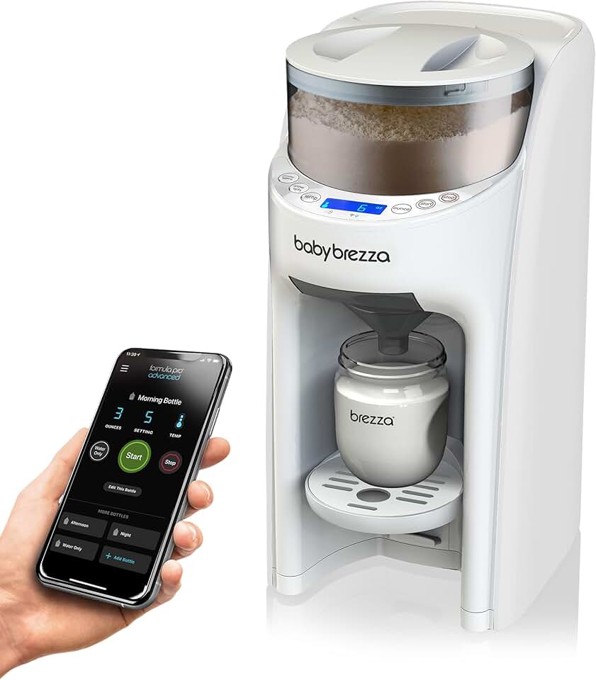 Baby Brezza Formula Pro Advanced WiFi Formula Dispenser - Automatically Mix a Warm Formula Bottle from Your Phone Instantly – Easily Make Bottle with Automatic Powder Blending Machine, White