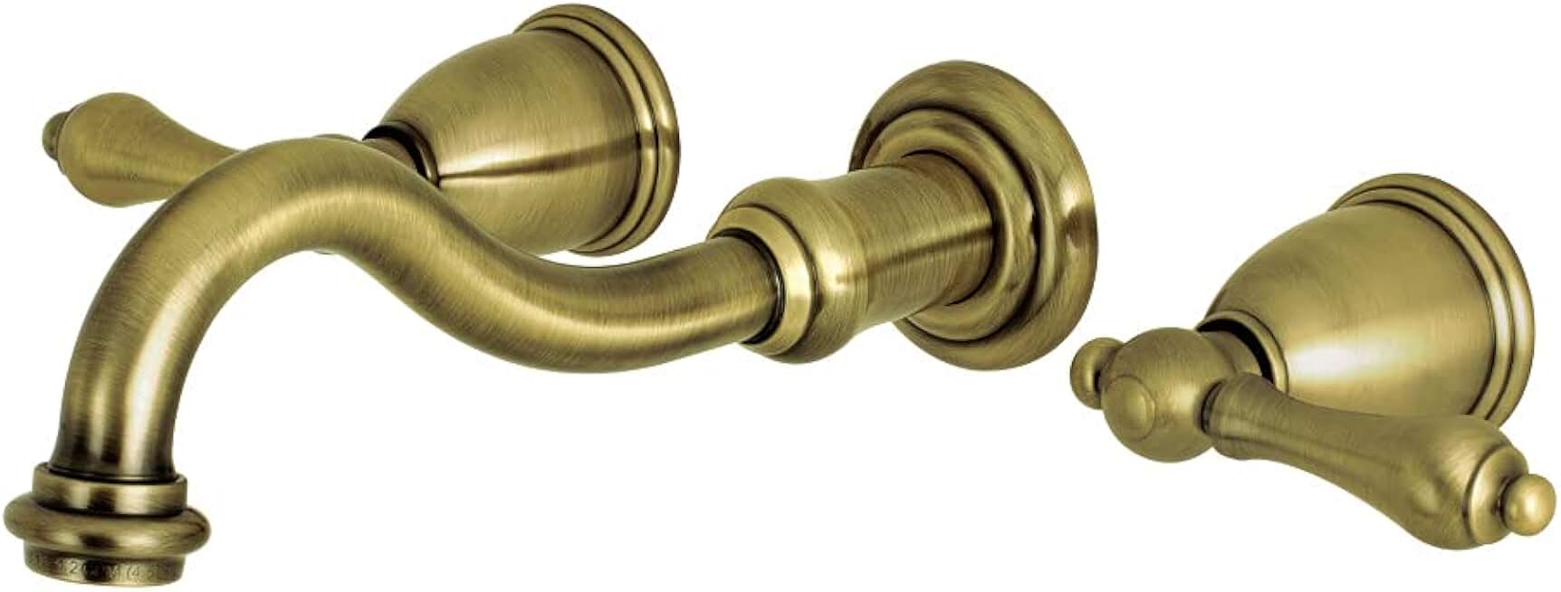 Kingston Brass KS3123AL 8-Inch Center Wall Mount Bathroom Faucet, Antique Brass