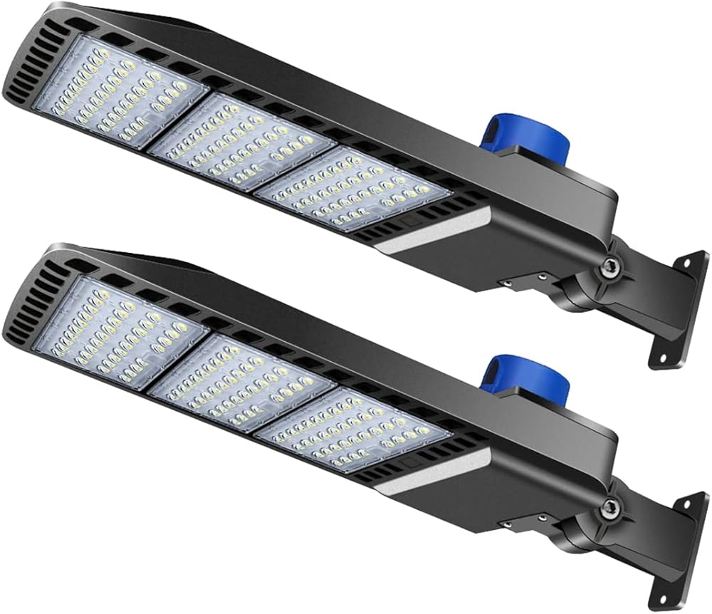 Juyace 300W LED Parking Lot Light Dusk to Dawn LED Outdoor Lighting Wall Mount Exterior Flood Light Commercial Outside Light IP65 100-277V for Shoebox Street Security Area (2 Pack)