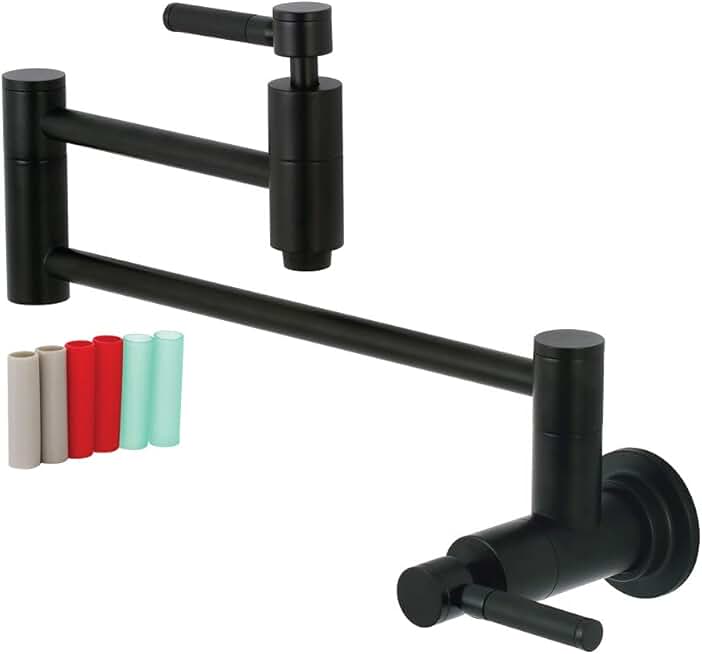 Kingston Brass KS8100DKL Kaiser Pot Filler, Matte Black, 20 x 2.63 x 2.63