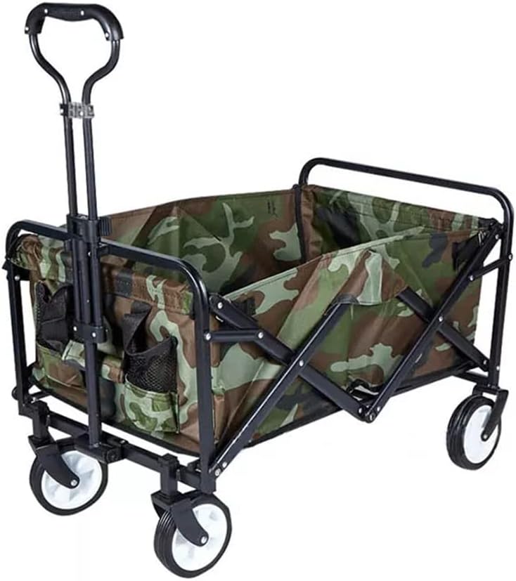 Outdoor Camping Portable Folding Trolley 5 Inch Wheel Utility Truck Shopping Cart Trolley Garden Trolley Four-Wheel Tool Cart (Color : D, Size : 73 * 48 * 48cm)