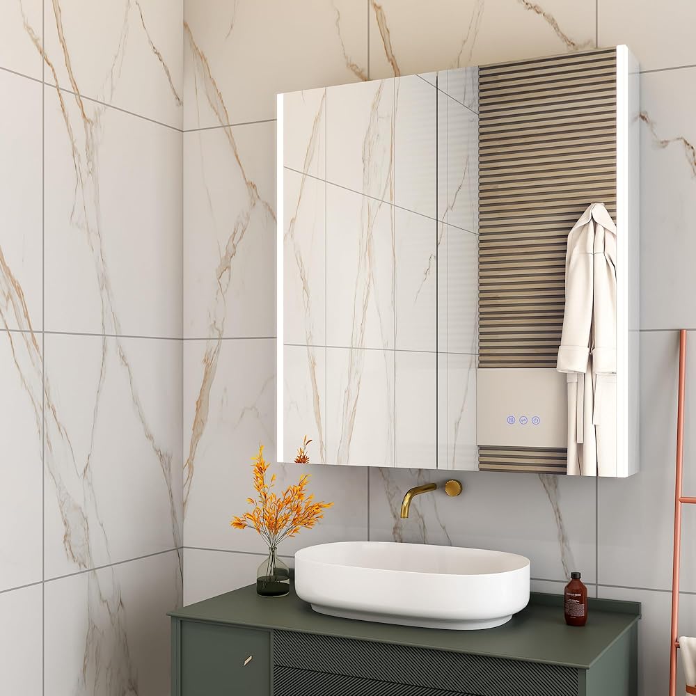 LED Bathroom Mirror with Storage, 30