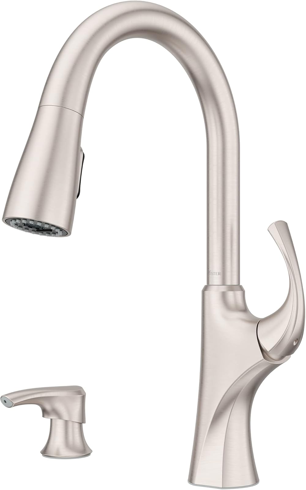 Pfister Miri 2.0 Kitchen Faucet with Pull Down Sprayer and Soap Dispenser, Single Handle, High Arc, Spot Defense Stainless Steel Finish, F5297MRRGS