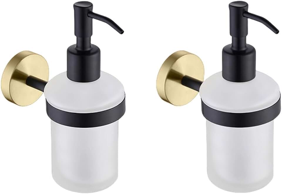 Brushed Gold Matte Black Bathroom Hardware Wall Mount Toothbrush Holder Cup Holder Soap Dish,2pcs Soap Dispenser
