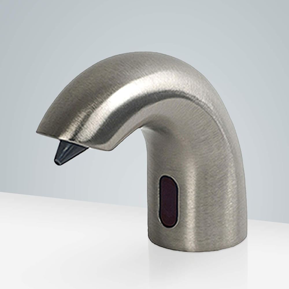Napoli Commercial Electronic Sensor Soap Dispenser - FS10061 Contemporary Style Deck Mount Solid Brass Sensor Soap Dispenser - Satin Nickel Finish