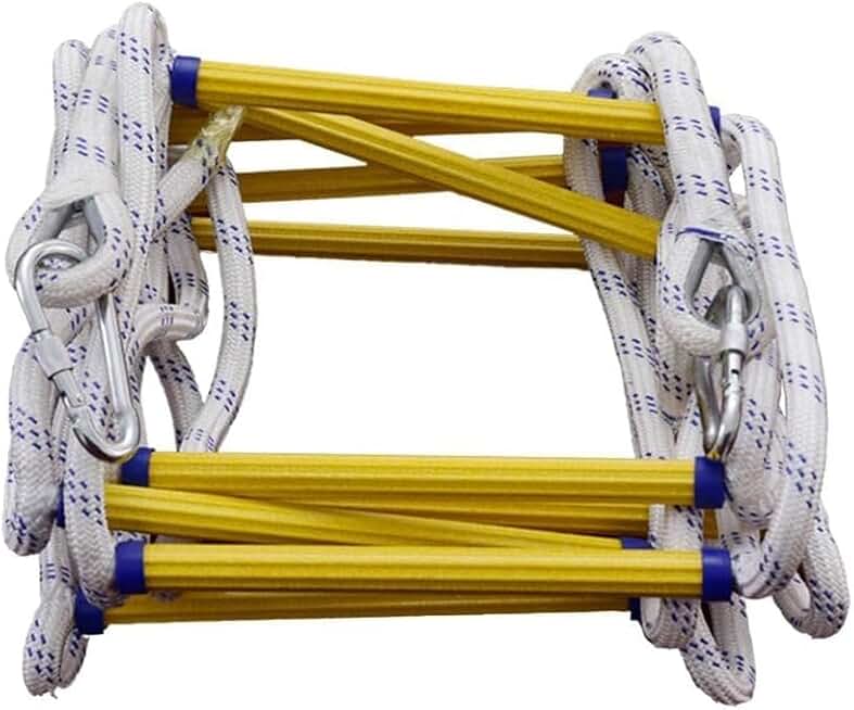 Fire Escape Ladder, Fire Escape Rope Ladder, Emergency Fire Escape Rope Ladder Flame Resistant Fire Safety Ladders with Carabines Weight Capacity Up to 2500 Pounds