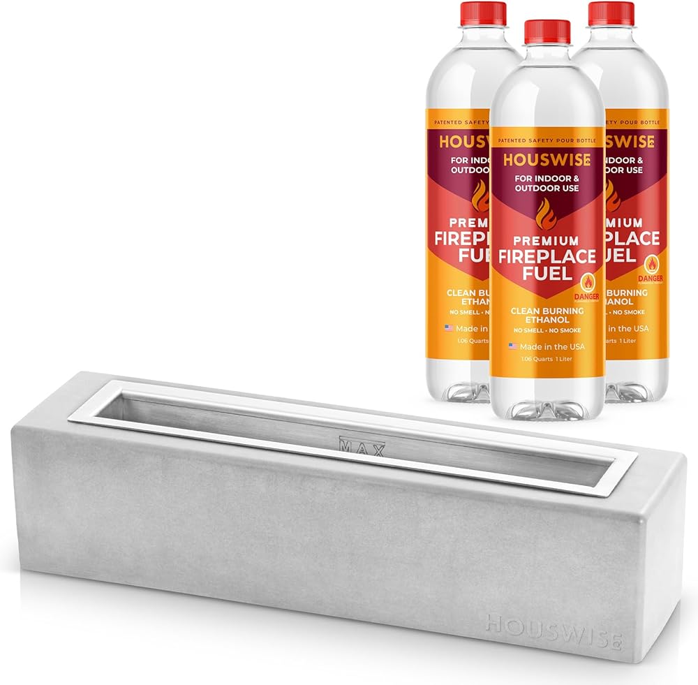 Tabletop Fire Pit (Rectangle) and 3-Pack Ethanol Fuel Bundle