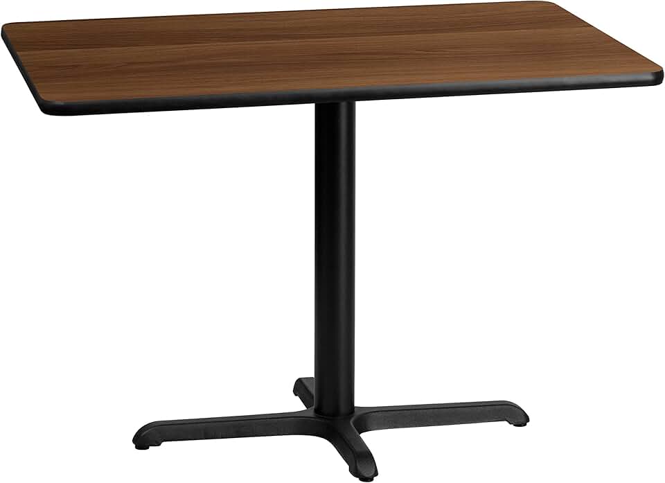 Flash Furniture 30'' x 42'' Rectangular Walnut Laminate Table Top with 23.5'' x 29.5'' Table Height Base