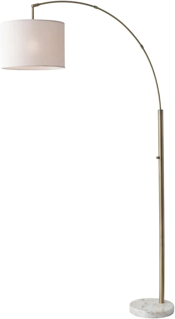 Adesso 4249-21 Bowery Arc Lamp, 73.5 in, 100W Incandescent/26W CFL, Antique Brass Finish, 1 Floor Lamp