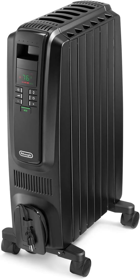 DeLonghi Dragon Digital Oil Filled Radiator Heater, 1500W Electric Space Heater for indoor use, programmable timer, Energy Saving, full room heater with safety features TRD40615EBK, 16