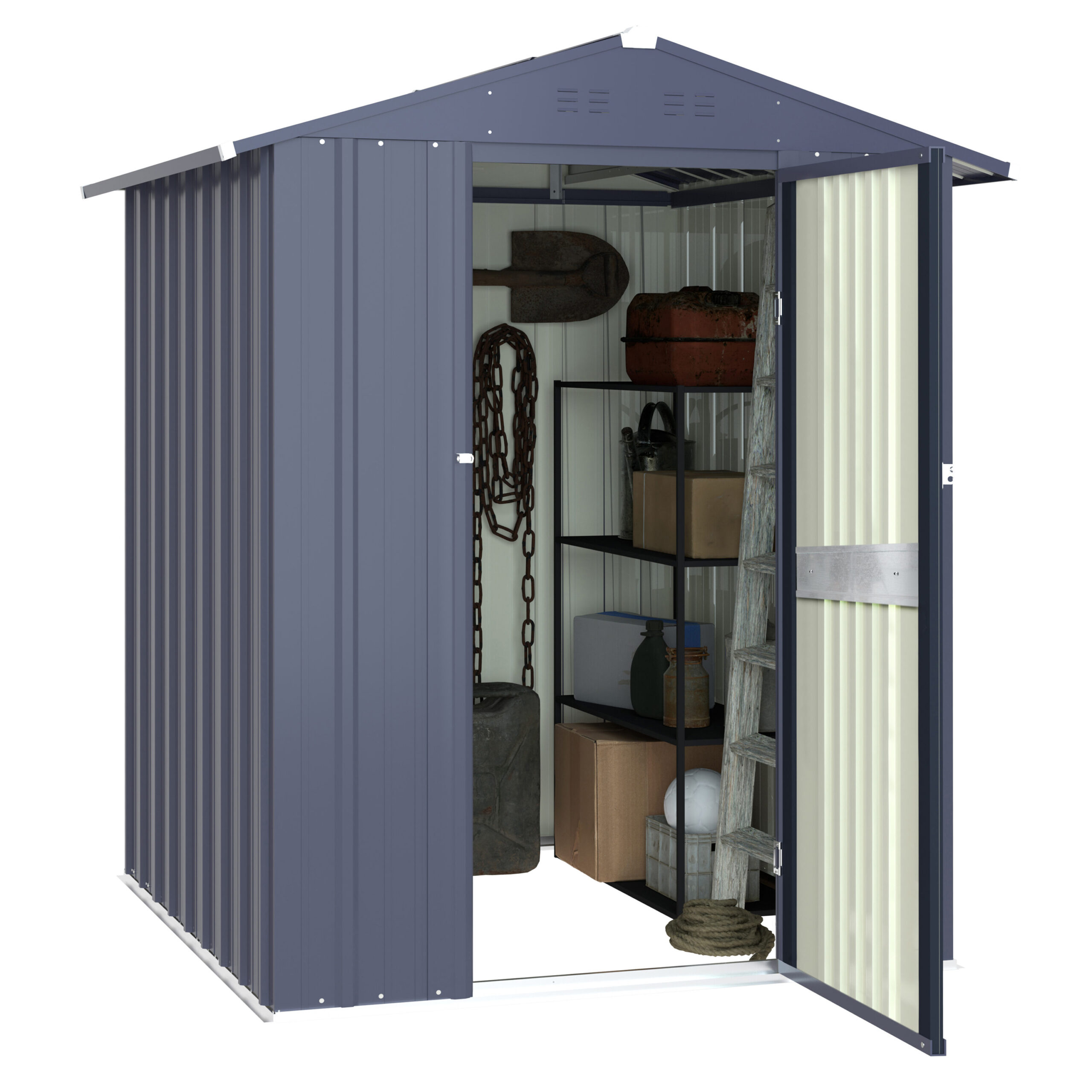 VEIKOUS 4-ft x 4-ft Galvanized Steel Storage Shed