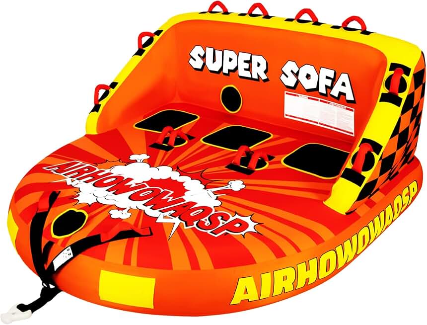 Super Sofa Towable Tubes for Boating 1-3 Person,Tubes for Boats,Inflatable Pull Boats/Boat Tube/Water Tube,Front&Back Tow Points with Heavy-Duty Thick Nylon Cover for Water Sports