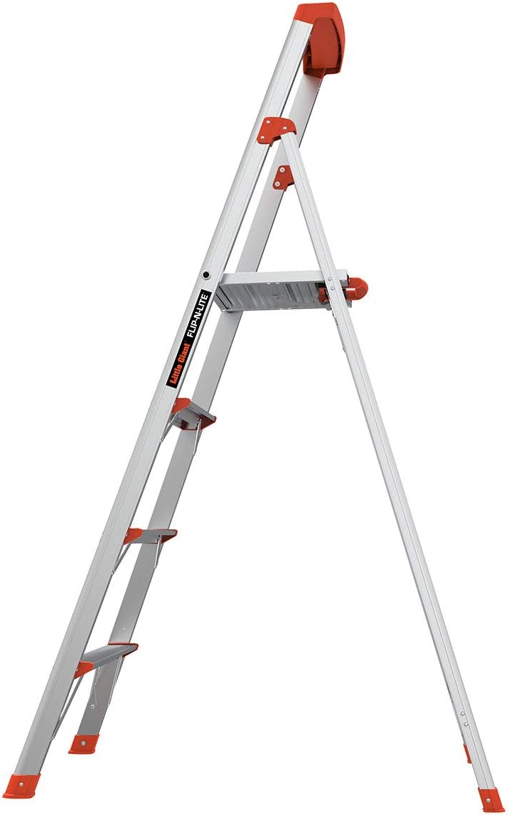 Little Giant Ladder Systems Flip N Lite 6 Foot 300 Pound Capacity Aluminum Lightweight Slim Stepladder Ladder