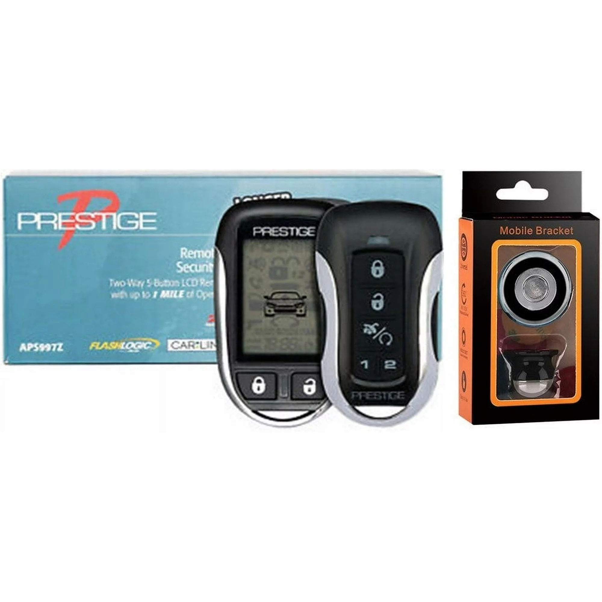 Prestige APS997ZLR Two-Way LCD Confirming Remote Start & Alarm 1-Mile Range + Absolute Magnet Holder