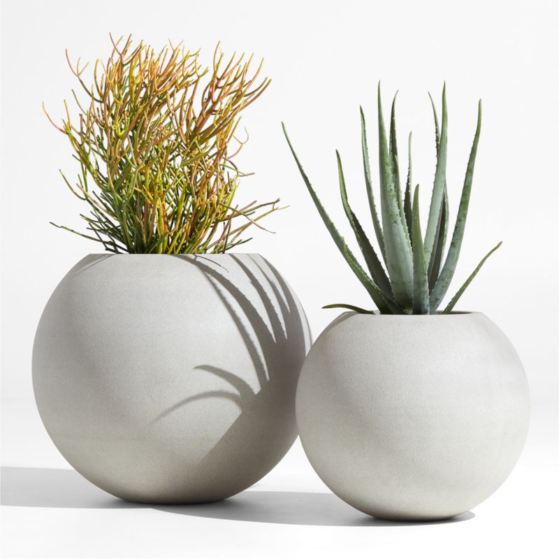 Sphere Light Gray Indoor/Outdoor Planters