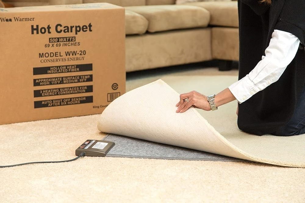 Hot Carpet Under Rug Radiant Floor Heater Electric Mat Electric Carpet Electric Heated Area Rug Great for Yoga (500 watt 70