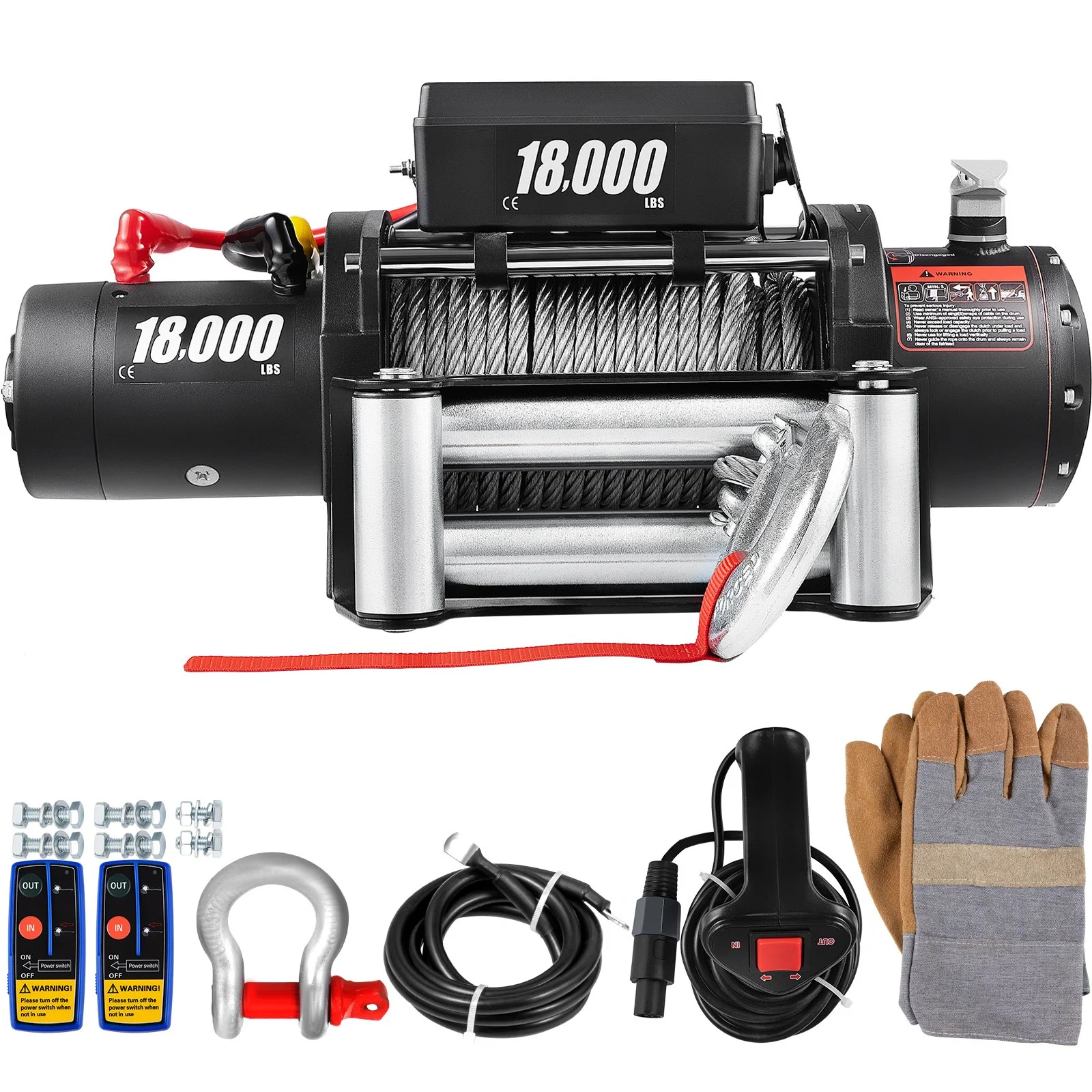 VEVOR 18000lbs Electric Truck Winch, 12V Steel Cable Winch with Wireless Remote Control, Powerful Motor for UTV, ATV