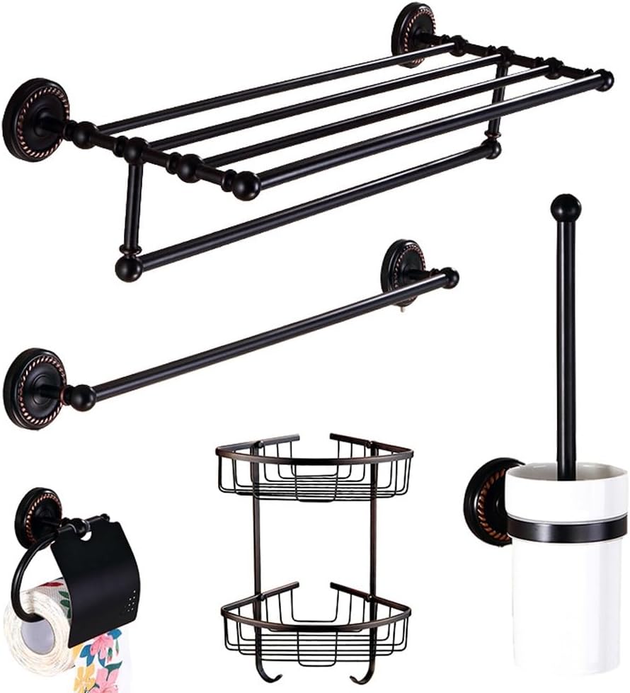 All Copper Towel Rack, Black Bathroom Shower Room Hardware Kit