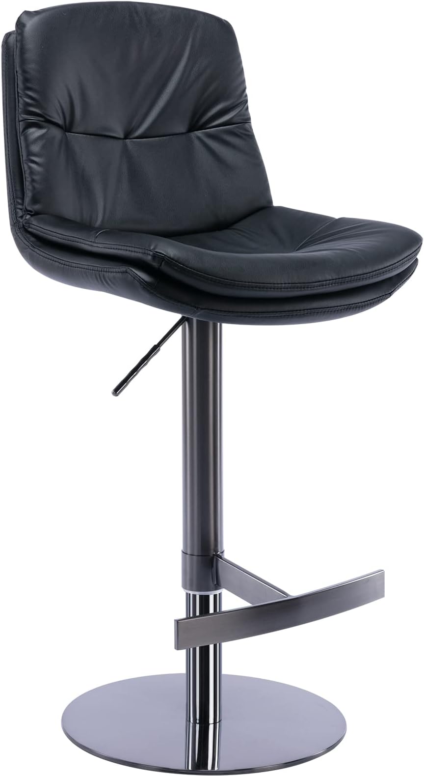 Bar Stool,Stainless Steel Swivel Barstools,Faux Leather Double-Layer Upholstered Counter Height Bar Stool,Height Adjustable Armless Bar Chair with Back and Footrest for Kitchen Island