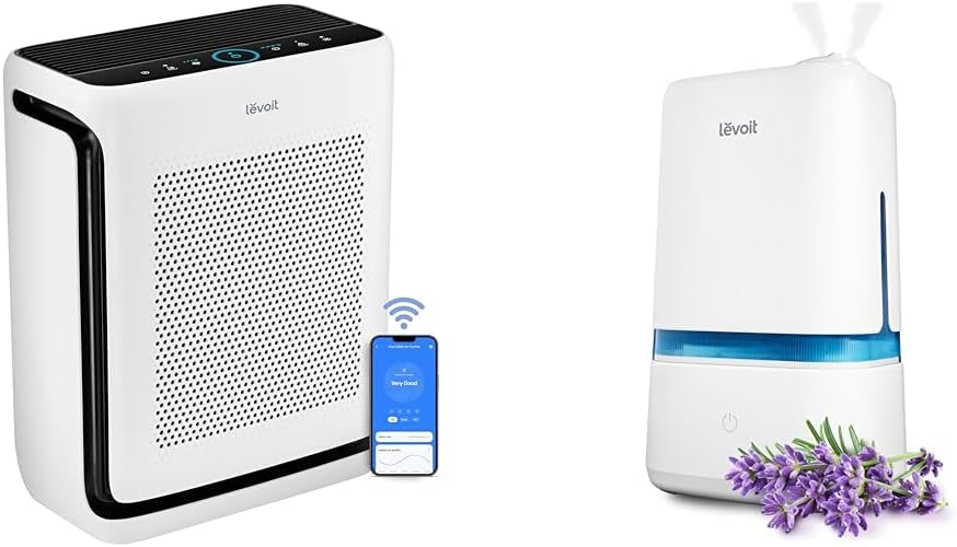 LEVOIT Air Purifier 1800 Ft2 Room with Washable Filters & LEVOIT 4L Humidifier for Bedroom Large Room 40Hr Run Time