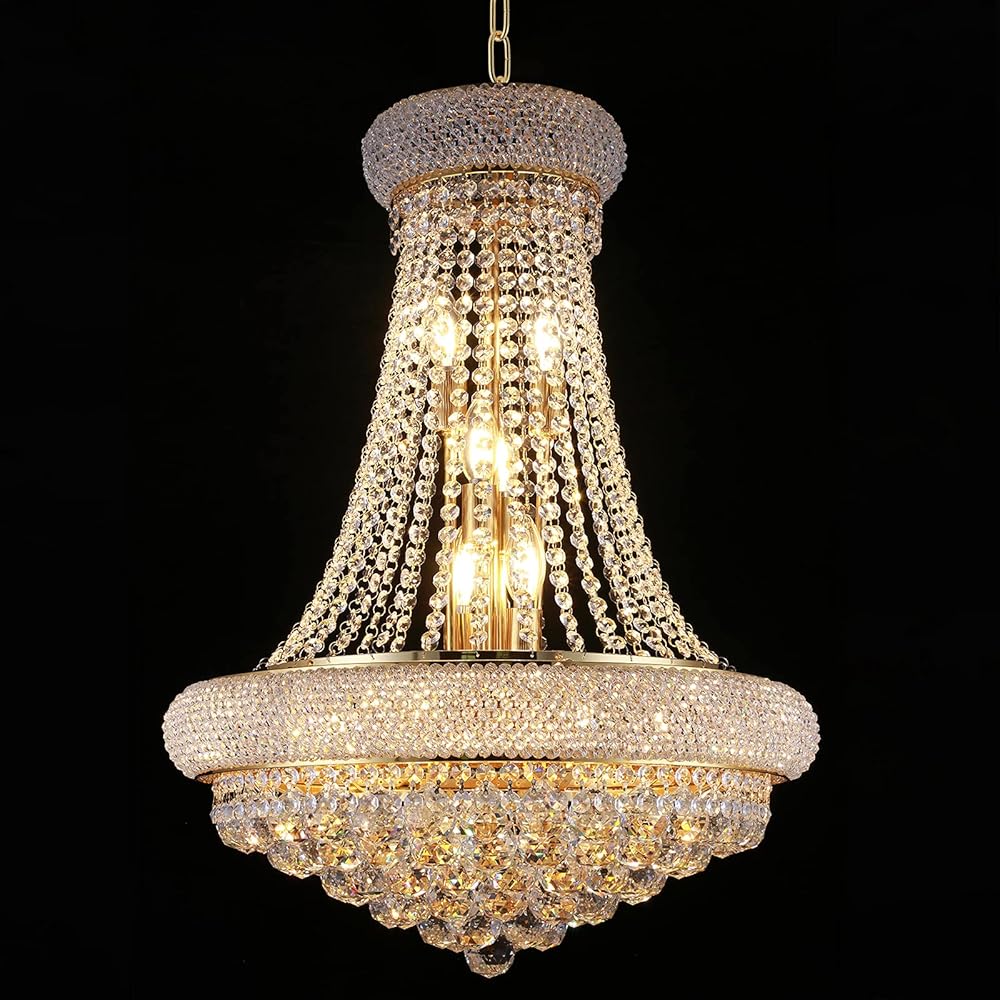 Crystal Chandelier Lighting for Dining Room Modern Luxury K9 Bedroom Crystal Chandeliers Ceiling Light French Empire H29.5 in*W22 in