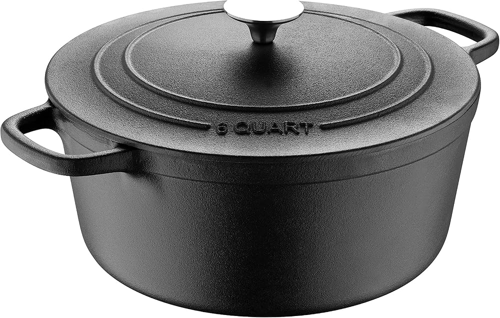 6-quart Covered Dutch Oven Cast Iron Induction Safe