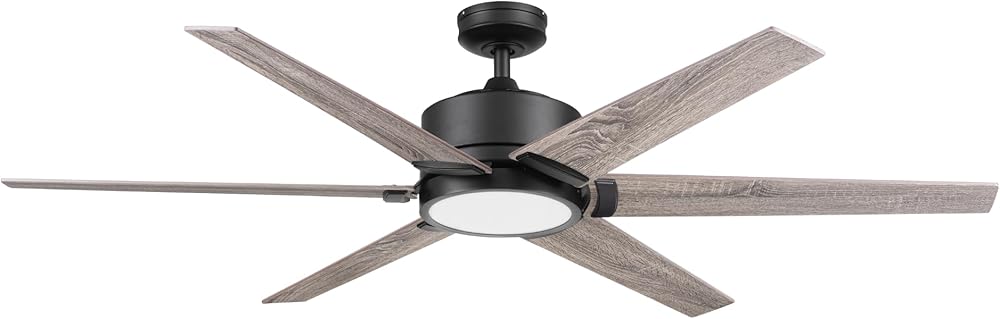 Ceiling Fans Talbert, 62 Inch Ceiling Fan with Color Changing LED Light, Remote Control, Dual Mounting Options, 6 Dual Finish Blades, Reversible Airflow - 51851-01 (Matte Black)