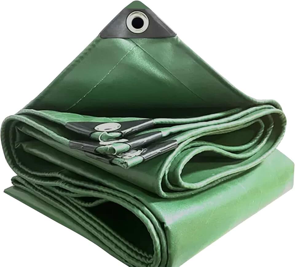 Waterproof Tarpaulin PVC Reinforced Heavy Duty Universal Tarp Sheet Rainproof Cover for Caravan Camping Multipurpose Canopy Tent 0.4mm Thick,Green (Size:4x8m)