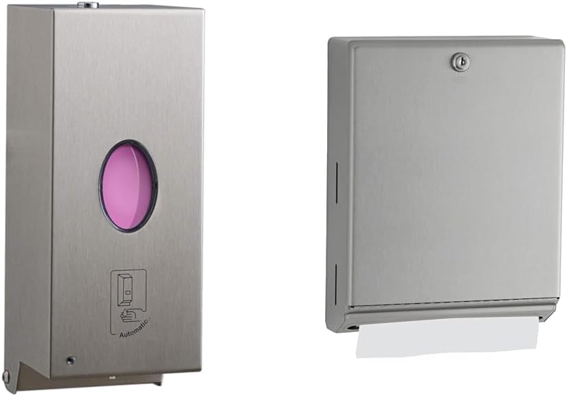 Bobrick Automatic 30 Fl Oz Liquid Soap Dispenser & 400 C-Fold Paper Towel Dispenser Bundle
