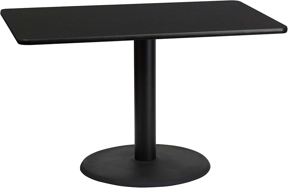 Flash Furniture 30'' x 48'' Rectangular Black Laminate Table Top with 24'' Round Table Height Base
