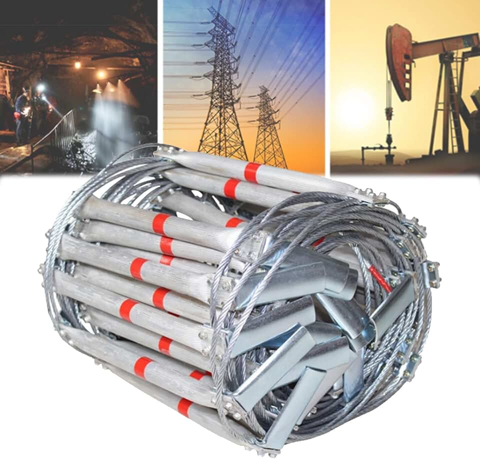 Portable Emergency Escape Ladder, Wire Rope Ladder for High-Altitude Operations, Aluminum Alloy Fire Escape for Escape, Flame Resistant Easy to Store, Fast to Deploy,49FT/15M (39FT/12M)