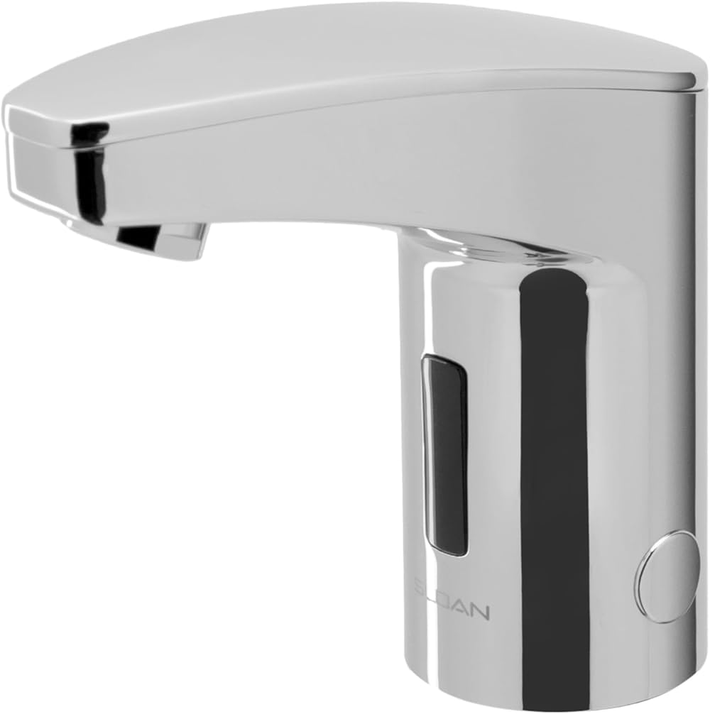 Sloan Optima EAF-350 Sensor Activated Touch-Free Faucet, Commercial Grade w/Mounting Hardware & Integrated Side Mixer - 0.5 GPM Battery-Powered Deck-Mounted Mid Body, Polished Chrome Finish, 3335111