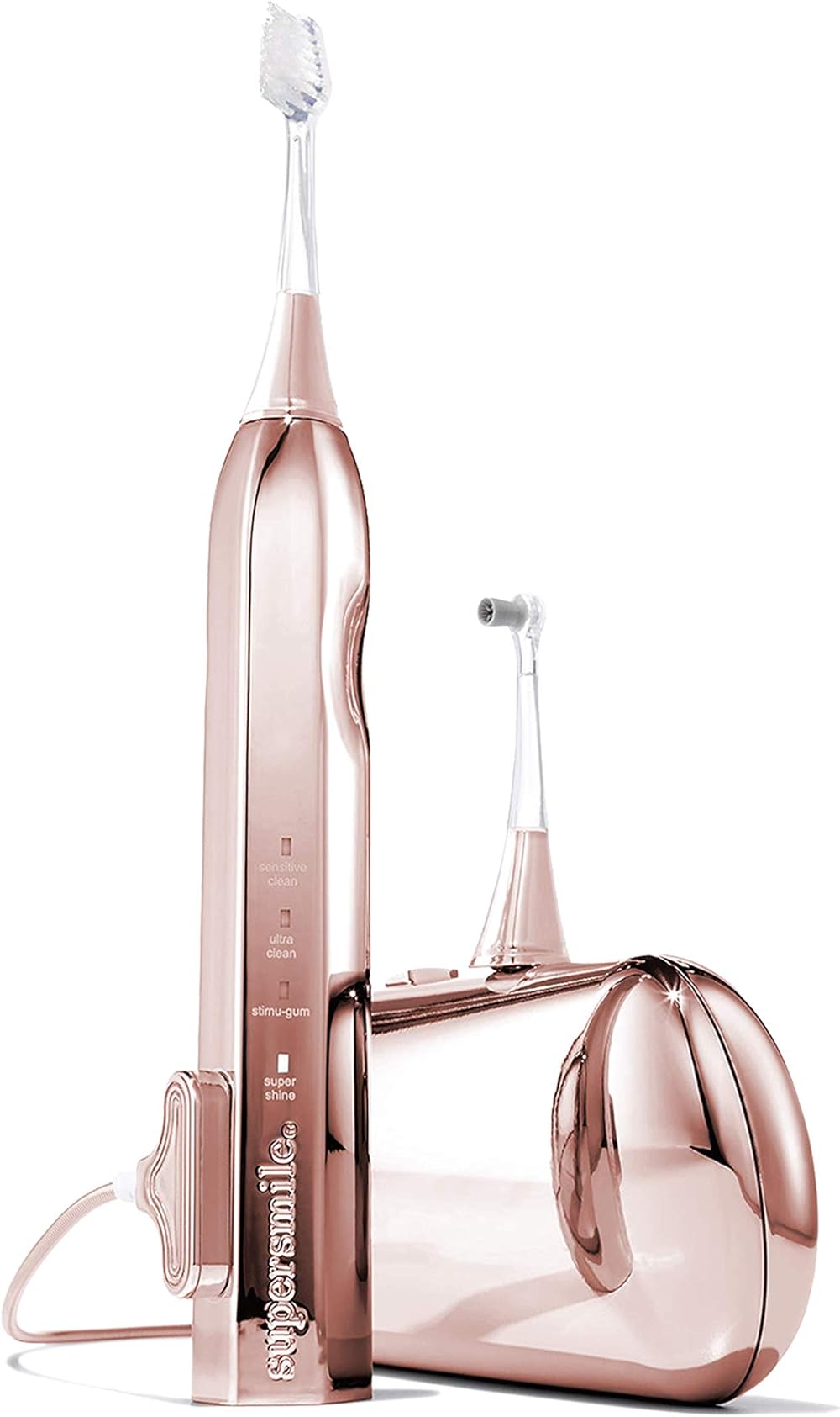 Supersmile Zina45 Deluxe Sonic Pulse Electric Toothbrush w/Patented 45° Soft Bristles, USB Rechargeable Whitening Tooth Brush w/Polishing Head and Travel Case for Adults & Children