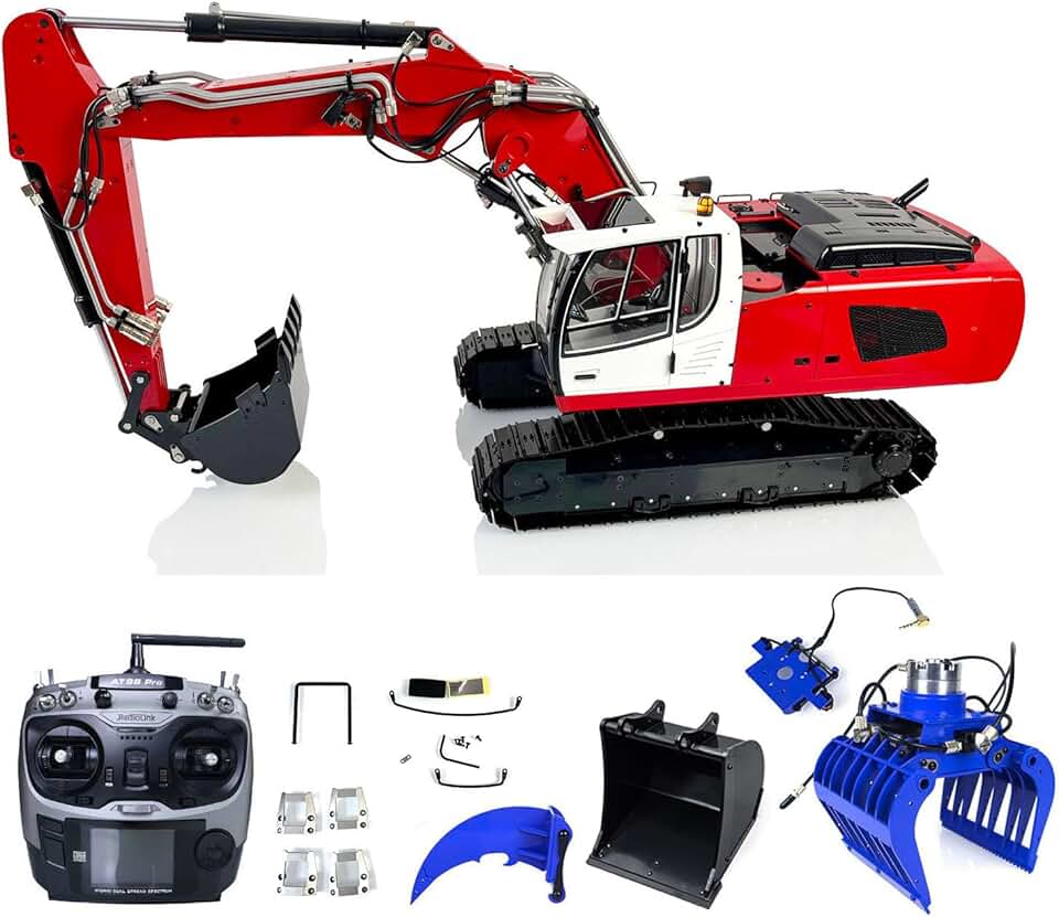 TOUCAN RC HOBBY 1/14 RC Hydraulic Excavator 946 3 Arms Tracked Remote Control Digger Model Grab