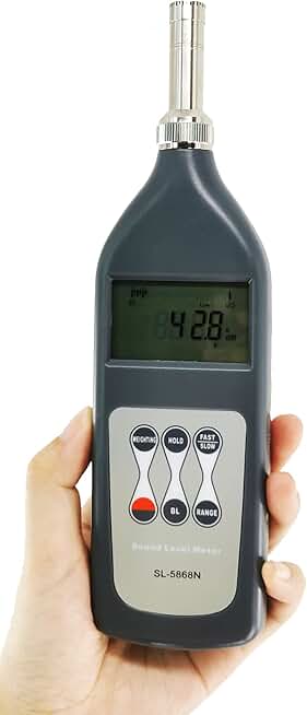 Digital Sound Level Tester Meter Gauge Accurate Noise Level Decibel Audio Meter with Range 25dB(A) to 130dB(A) Large Screen Dynamic LCD Instantaneous Sound Level Analogammeter Display
