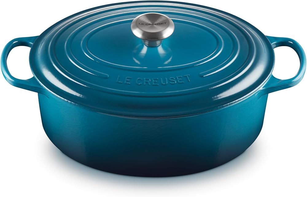 Le Creuset Enameled Cast Iron Signature Oval Dutch Oven, 6.75 qt., Deep Teal