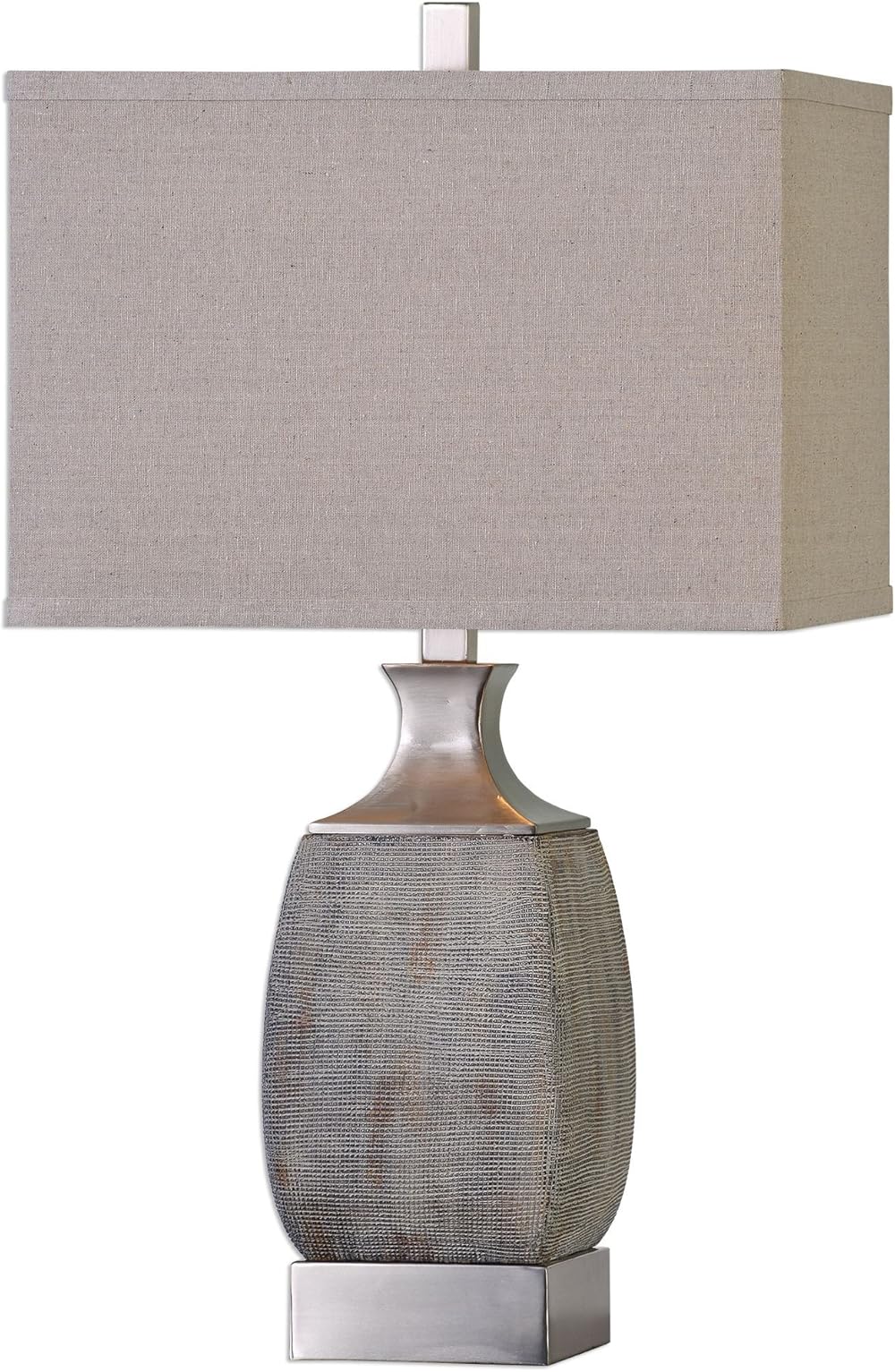MY SWANKY HOME Textured Rust Bronze Gray Table Lamp | Silver Contemporary Industrial Elegant