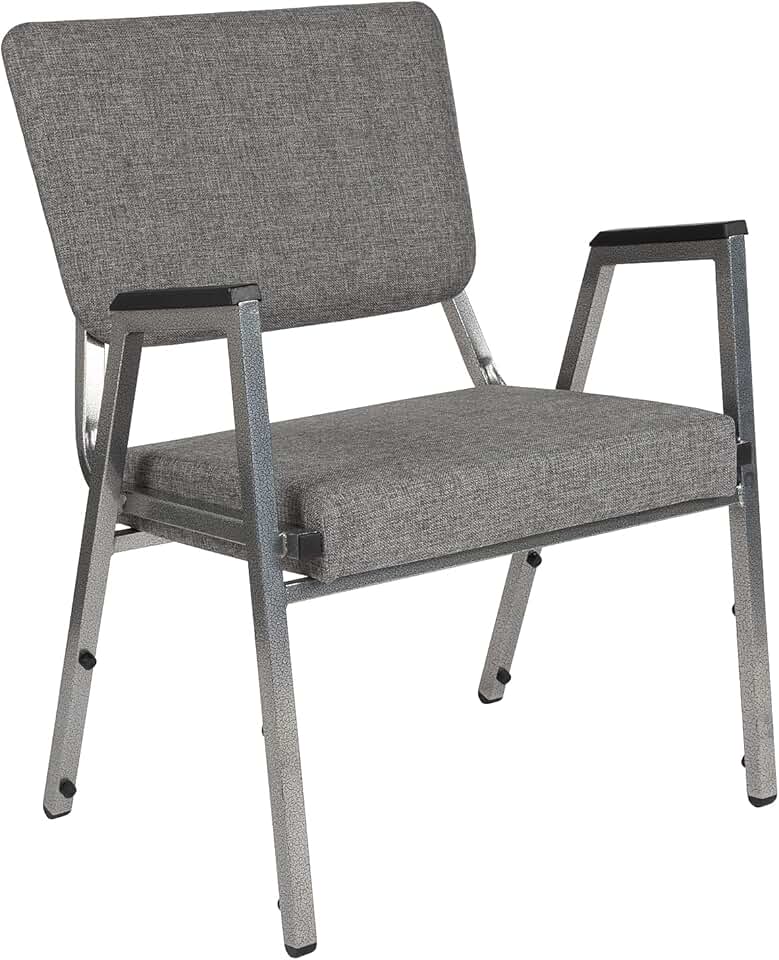 Flash Furniture HERCULES Series 1000 lb. Rated Gray Antimicrobial Fabric Bariatric Medical Reception Arm Chair with 3/4 Panel Back