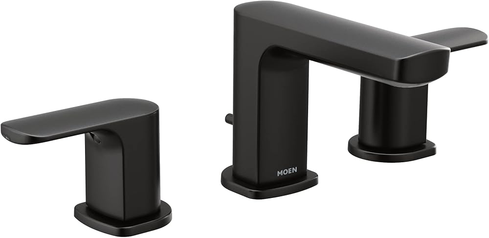 Moen Rizon Matte Black Two-Handle Widespread Bathroom Faucet, Valve Required, T6920BL