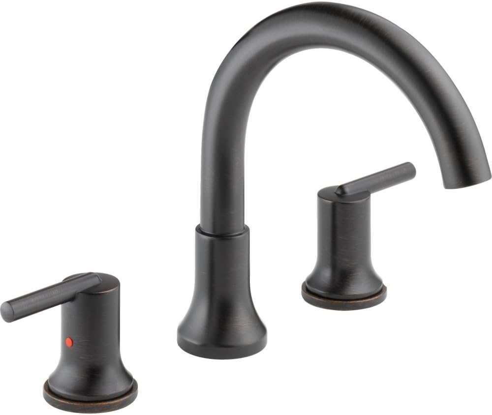 Delta Faucet Trinsic 2-Handle Widespread Roman Tub Faucet, Oil Rubbed Bronze Tub Faucet, Roman Bathtub Faucet, Delta Roman Tub Faucet, Tub Filler, Venetian Bronze T2759-RB (Valve Not Included) , 10.00 x 12.00 x 10.00 inches