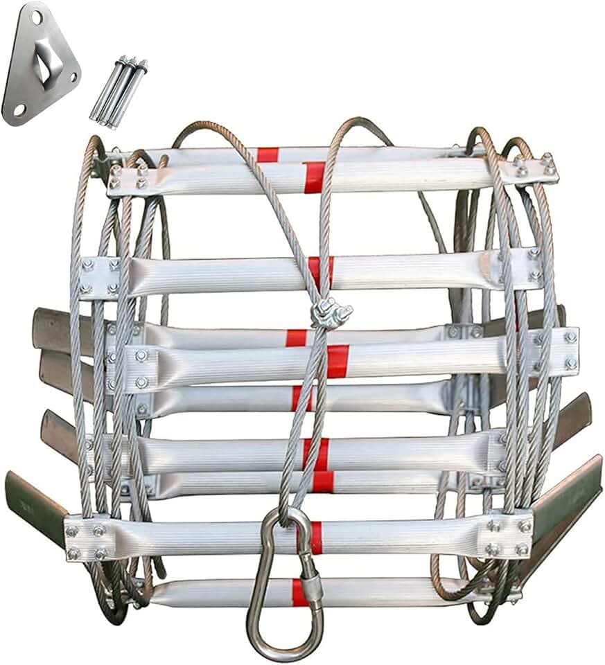 Aluminum Alloy Wire Soft Ladders, Folding Emergency Fire Escape Rope Ladder Multifunctional Safety Ladder for Escape Rescue, Work at Height, Fire Control,32FT/10M (16FT/5M)