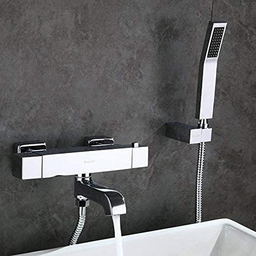 European Style Full Copper Thermostat Faucet Bathtub Shower Head Set Thermostat Square Shower Set,Constant Temperature Faucet Set Quality Assurance of Modern and Simple Classic Ret