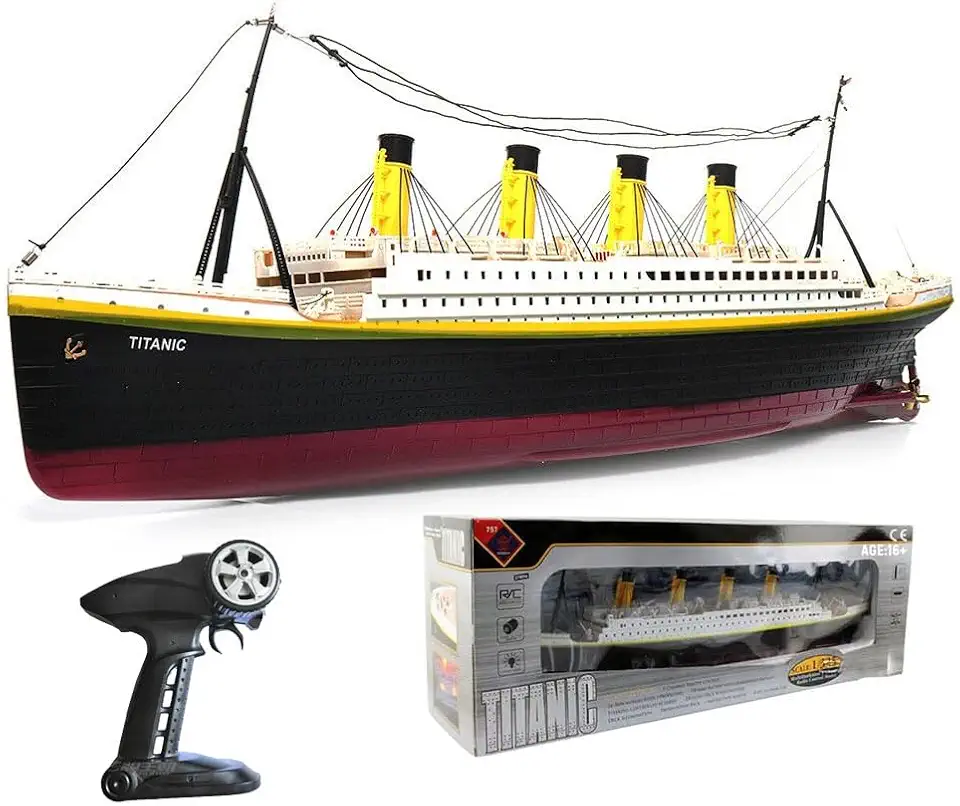 RC Boat 32IN 1/325 Simulation Titanic 3CH Remote Control Cruise Ship Watercraft Model with LED Lights 3 Motors 2.4G Huge Boat Marine Ship RTR Toys for Adult RC Speedboat