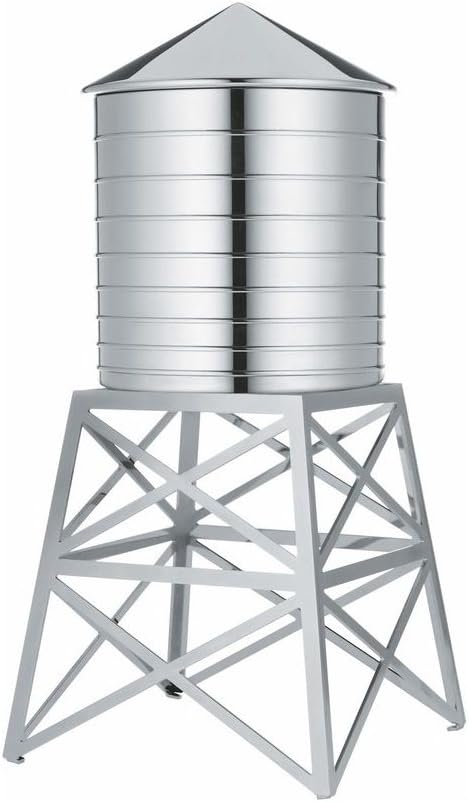 Alessi Water Tower Kitchen Container in Stainless Steel, Mirror Polished 10.75