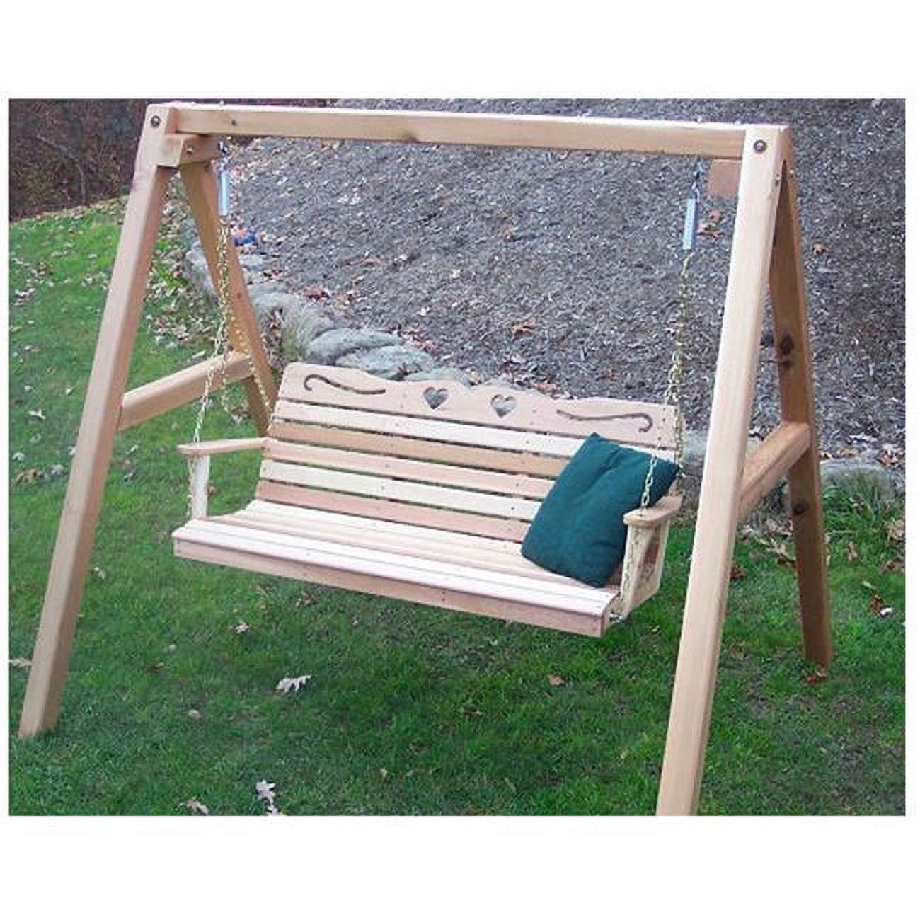 Creekvine Designs WF4000A50CVD 4 ft. Cedar Country Hearts Porch Swing with Stand