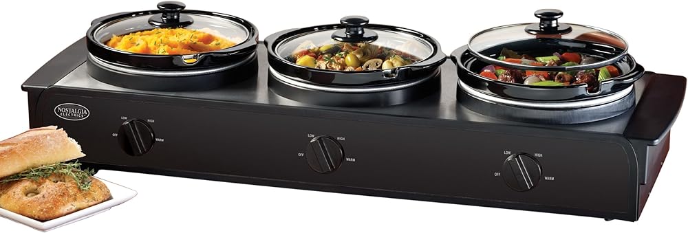 TSC150BLKSS 1.5-Quart 3-Station Slow Cooker Buffet
