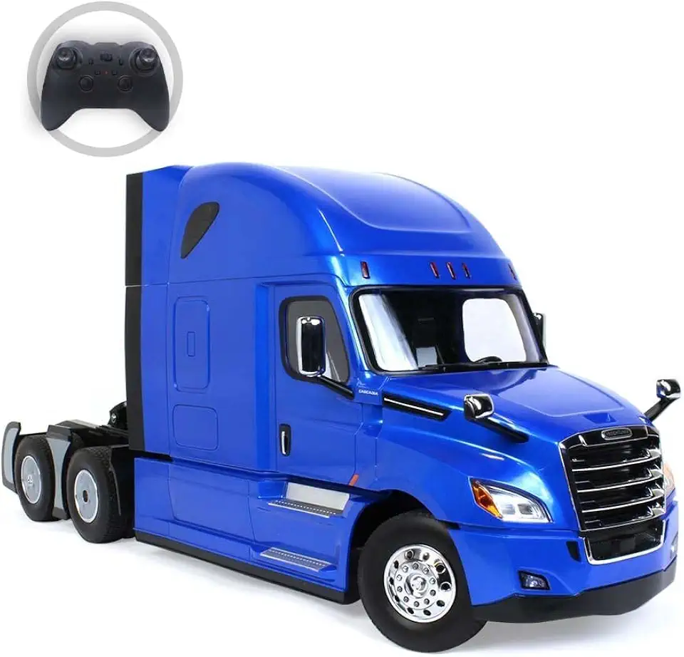 Diecast Masters RC Truch Freightliner Cascadia Truck | Fully Functional Radio Control Raised Roof Sleeper Cab | 1:16 Scale Model Remote Control Truck, RC Semi Truck | Diecast Model 27006